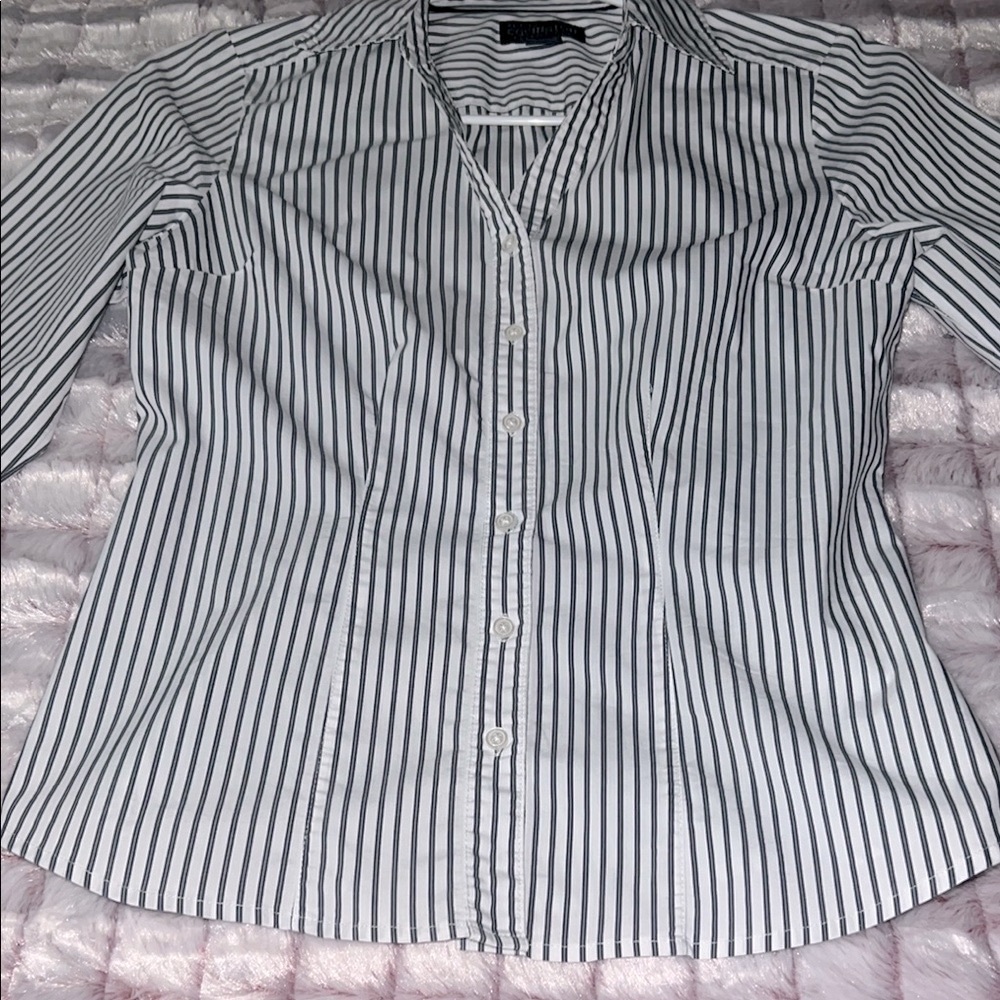 Covington Women’s Striped Blouse‎ Black and White Classic Design Size MP